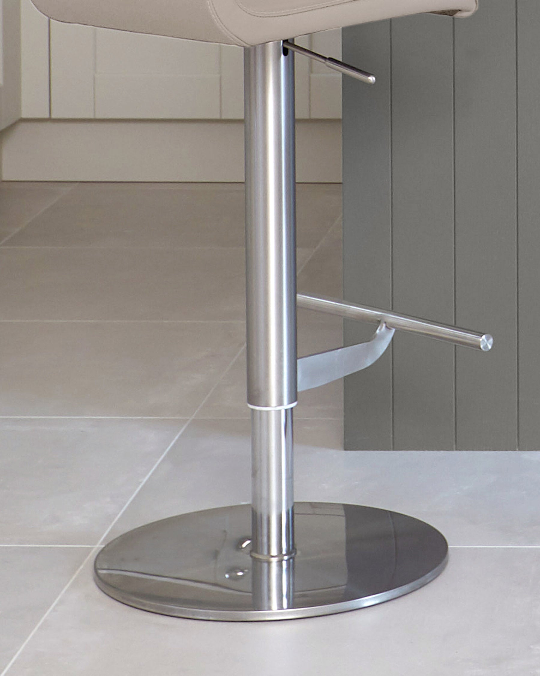 Kiki Light Grey Leather Gas Lift Bar Stool