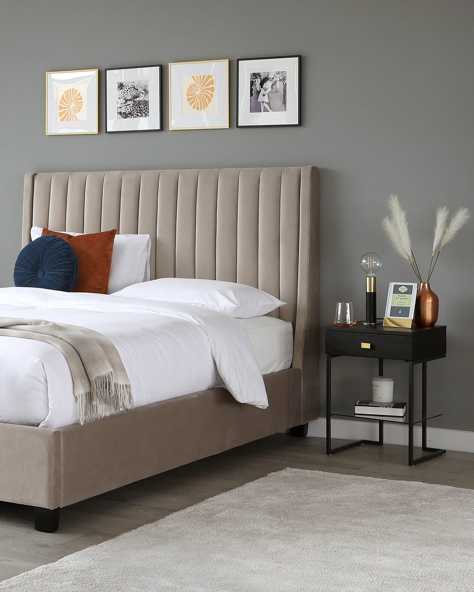 Amalfi Champagne Velvet Double Ottoman Storage Bed