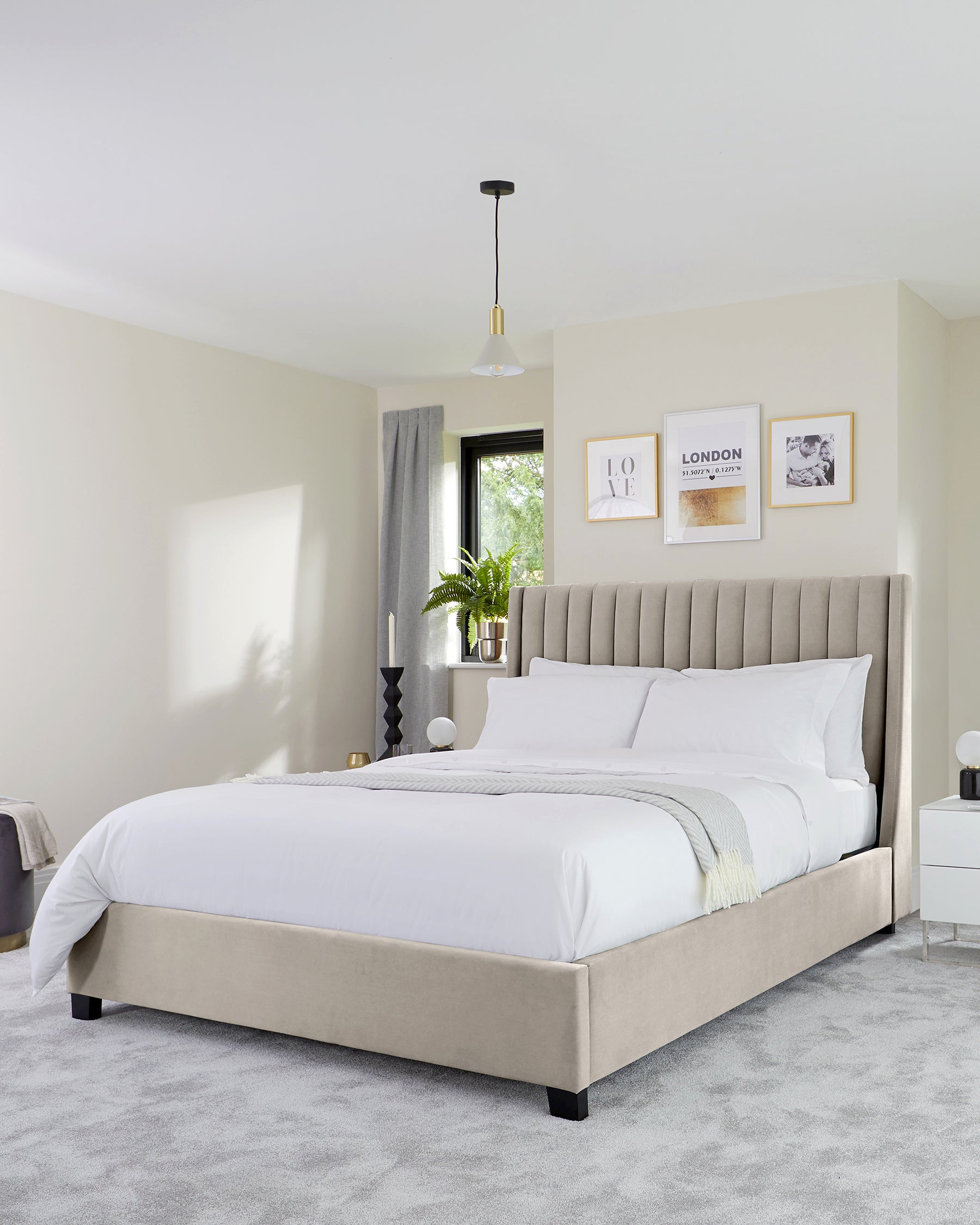 Amalfi Champagne Velvet Double Ottoman Storage Bed