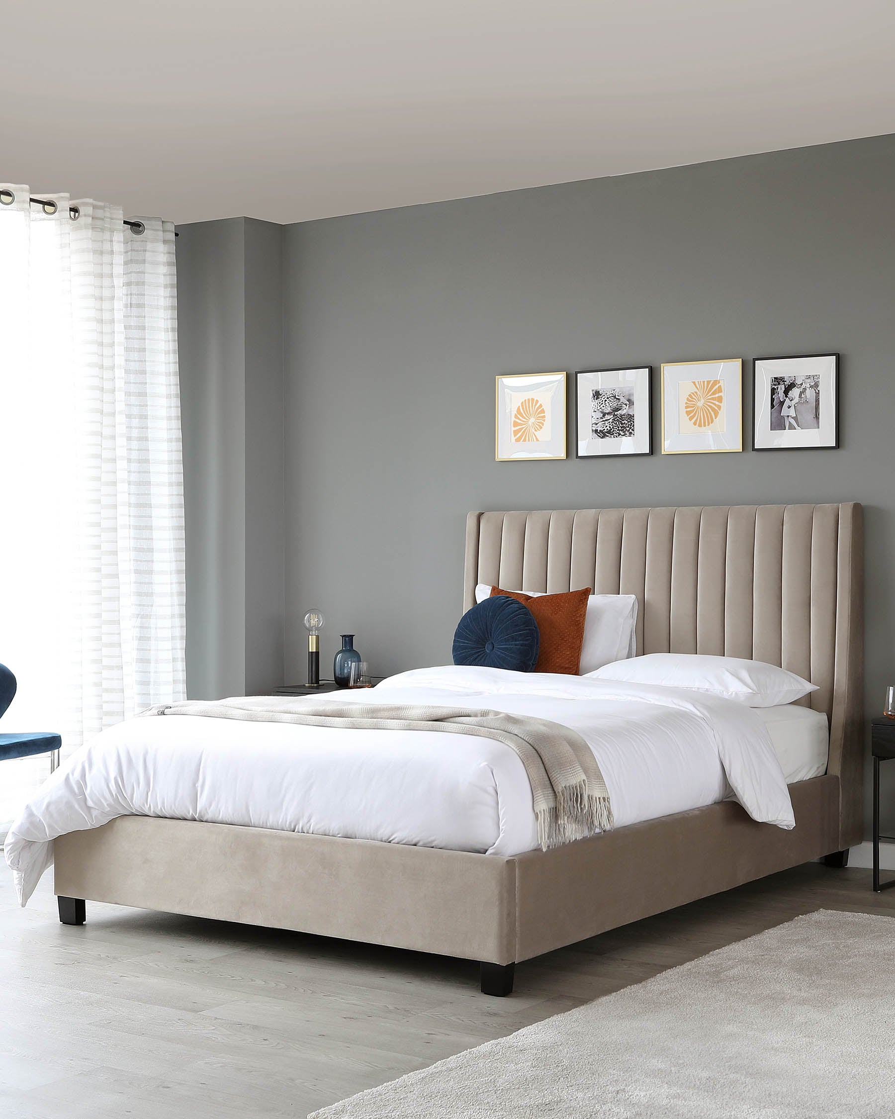Amalfi Champagne Velvet King Size Ottoman Storage Bed
