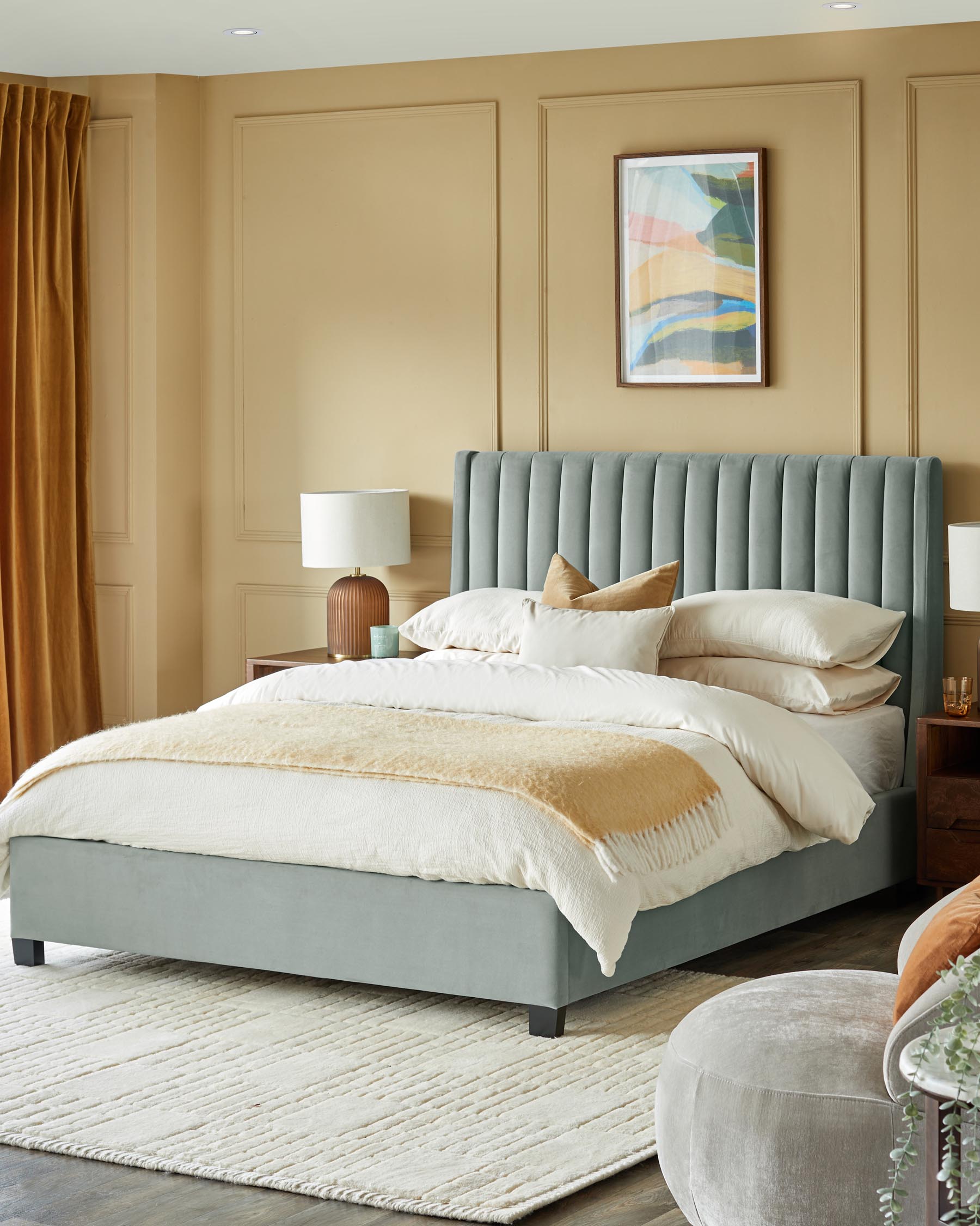 Amalfi Sage Green Velvet King Size Ottoman Storage Bed