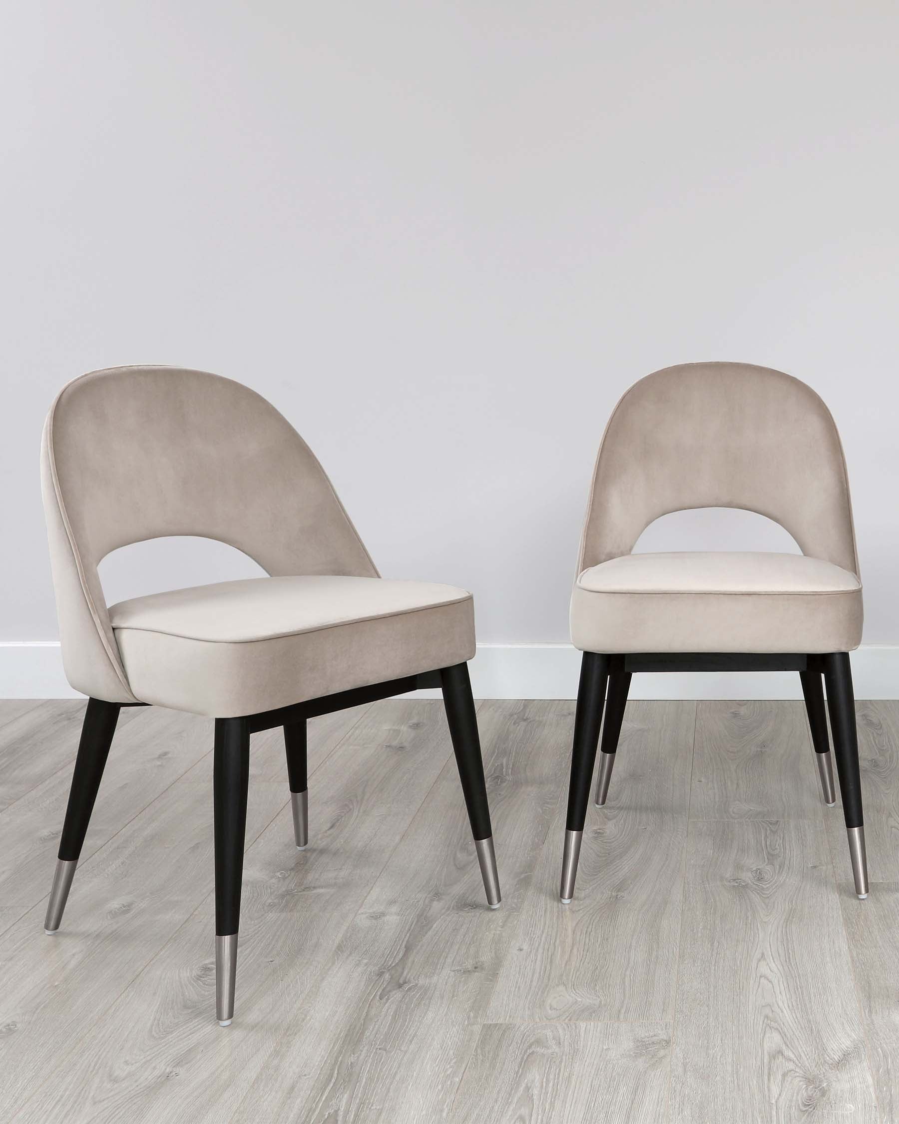 Clover Champagne Velvet Dining Chair With Stainless Steel Caps