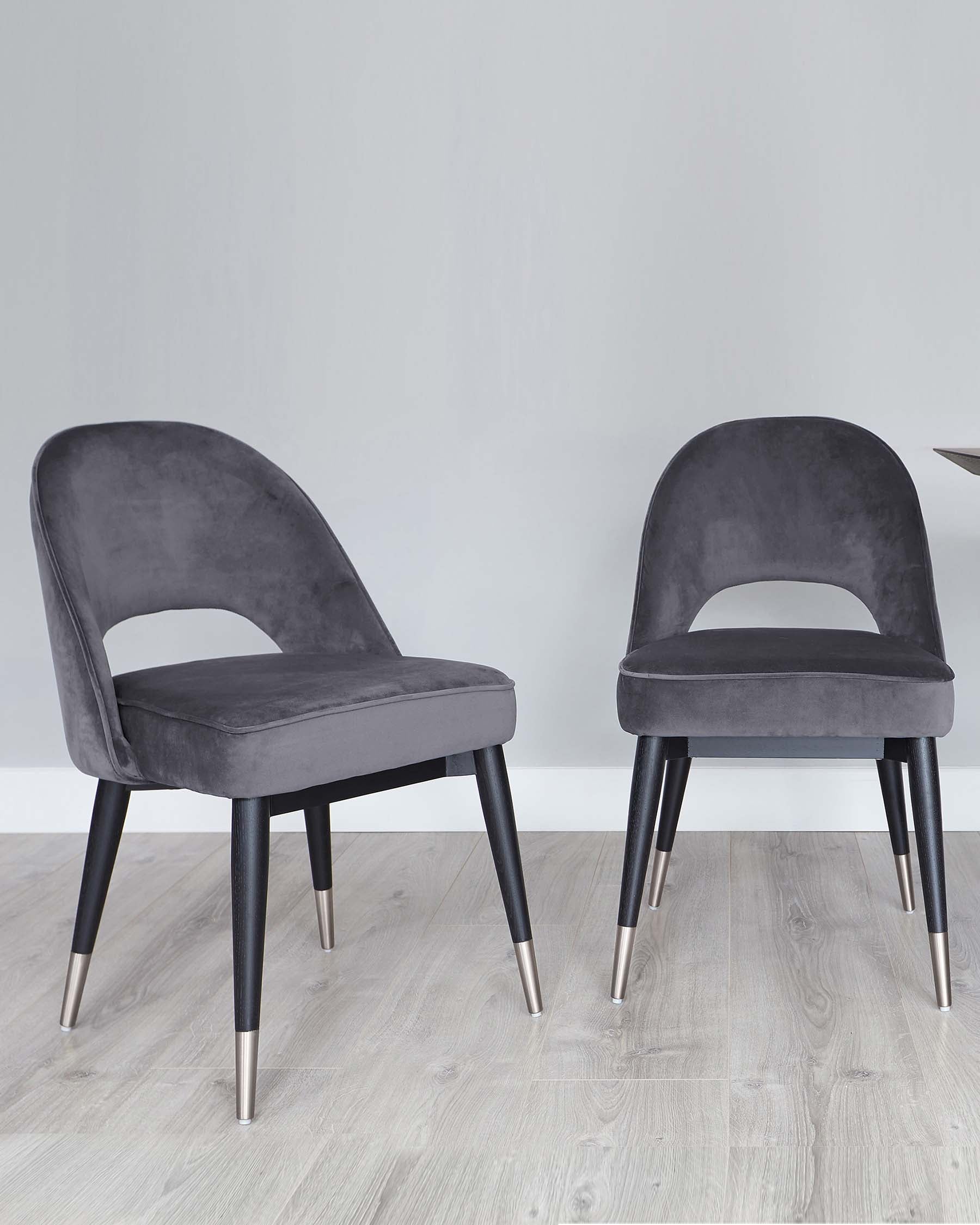 Clover Dark Grey Velvet Dining Chair With Stainless Steel Caps