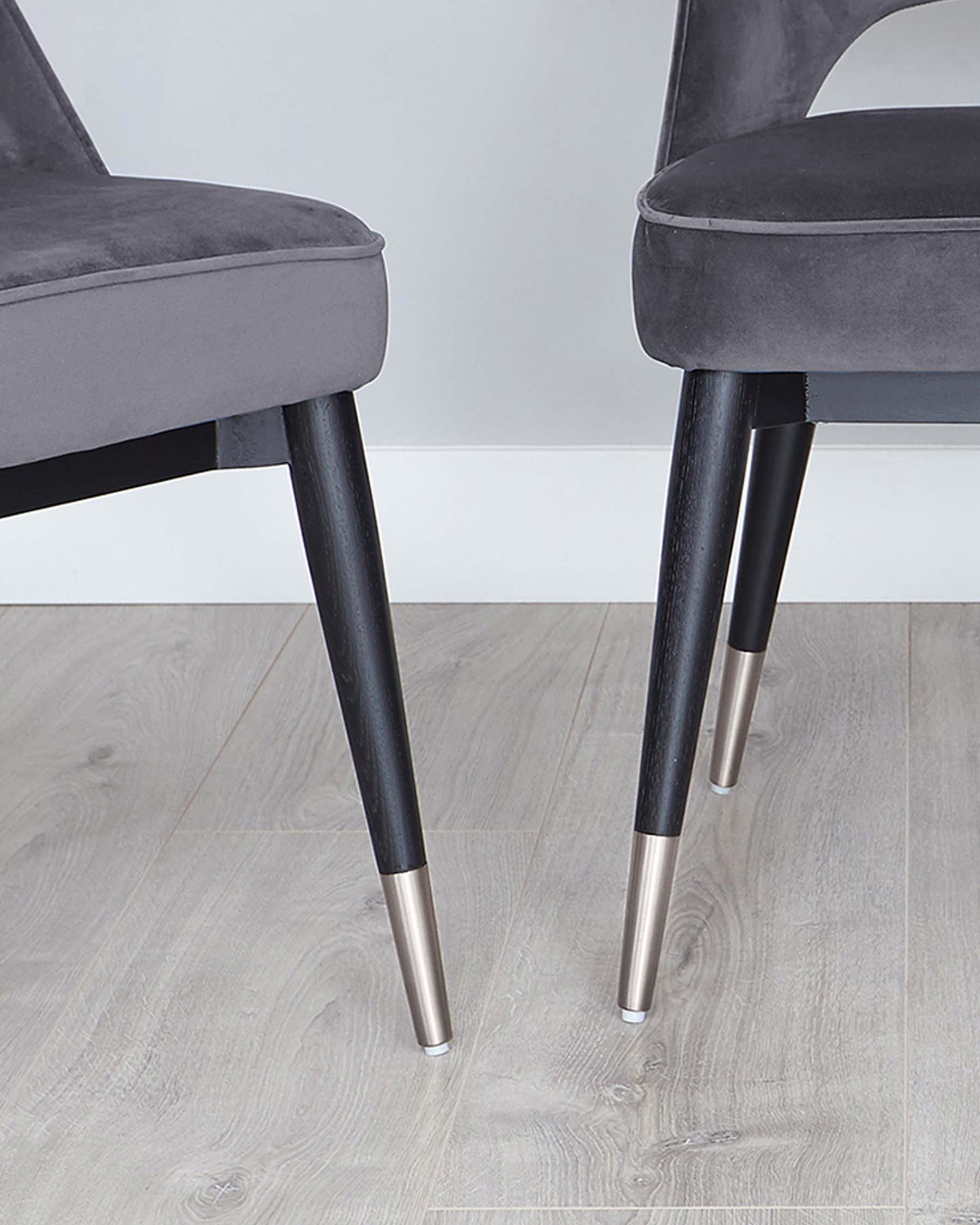 Clover Dark Grey Velvet Dining Chair With Stainless Steel Caps