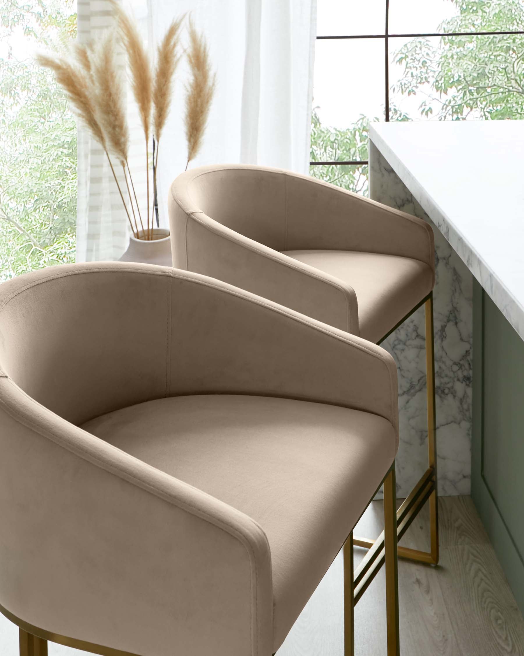 Dakota Champagne Velvet & Brass Bar stool