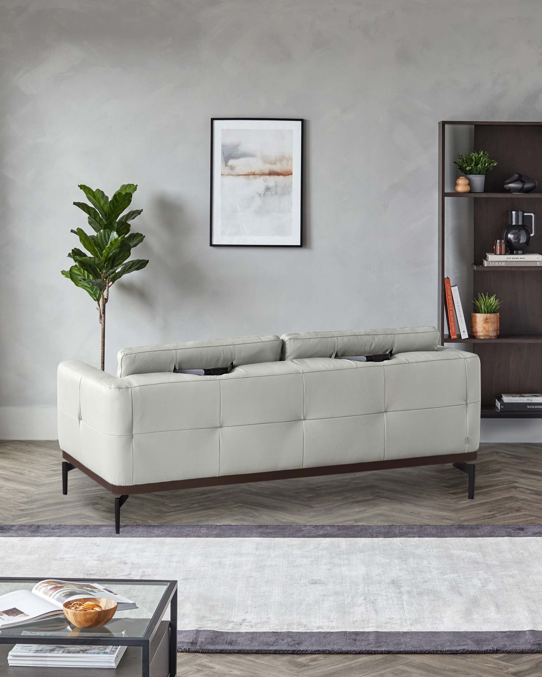 Colton Natural Grey Leather 2 Seater Sofa
