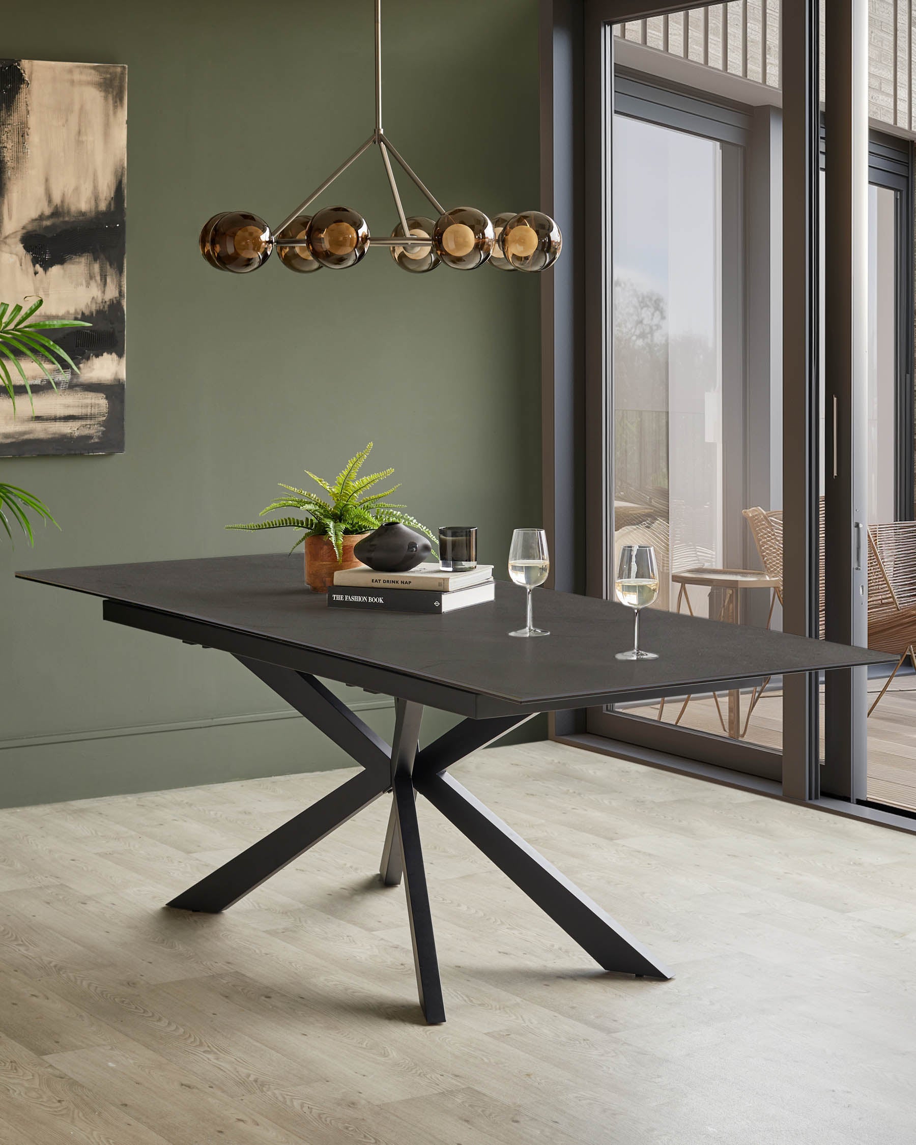 Hayden dark grey ceramic extending 8 to 10 seater dining table