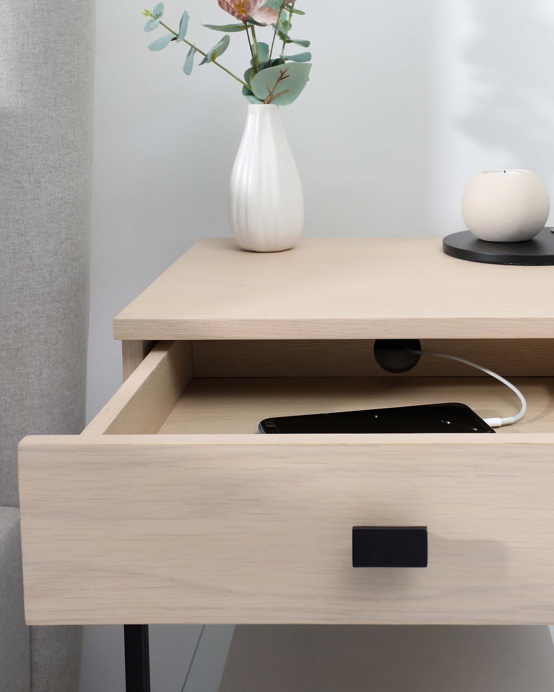 Odele light oak bedside table
