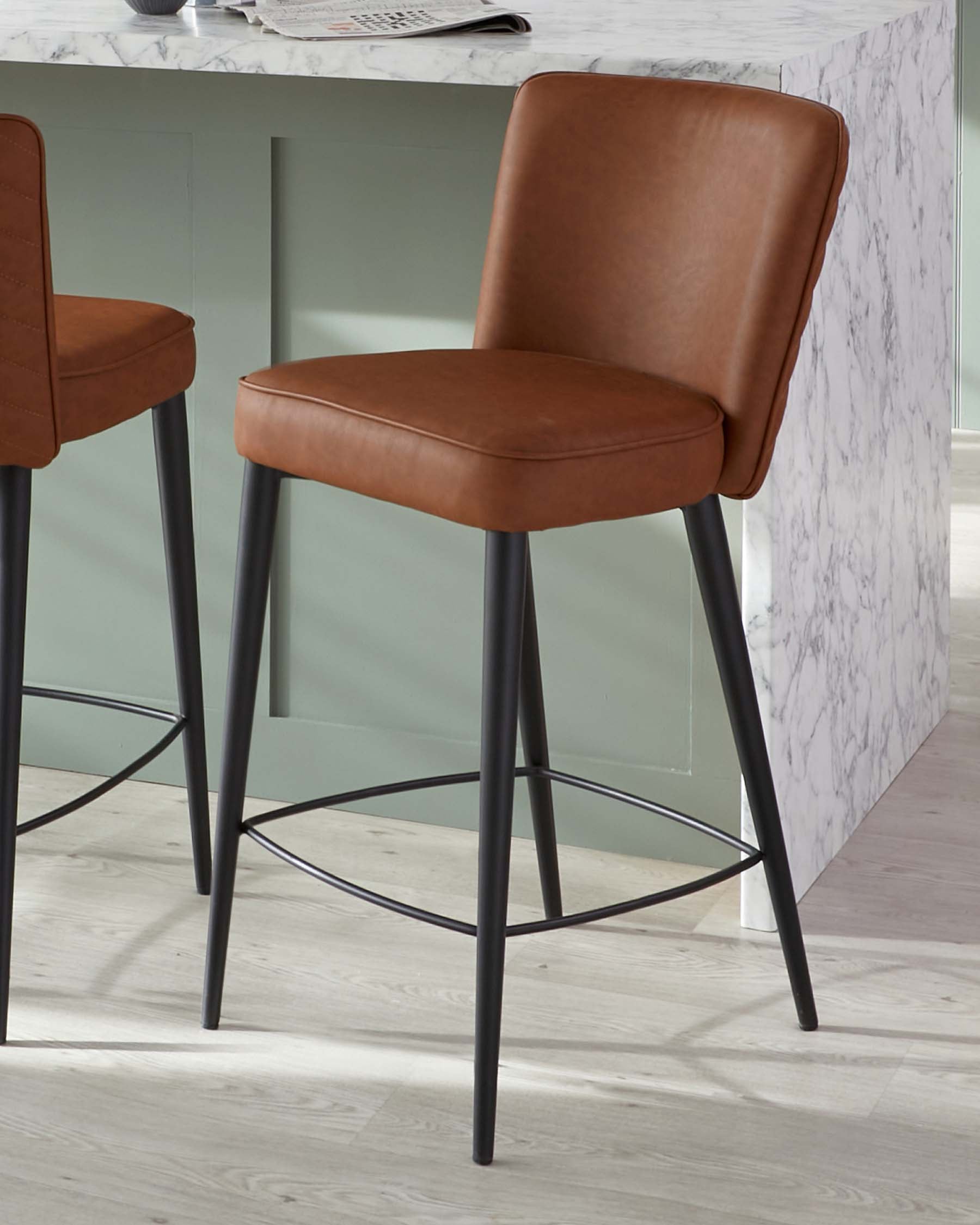 Serena Tan Faux Leather Bar Stool