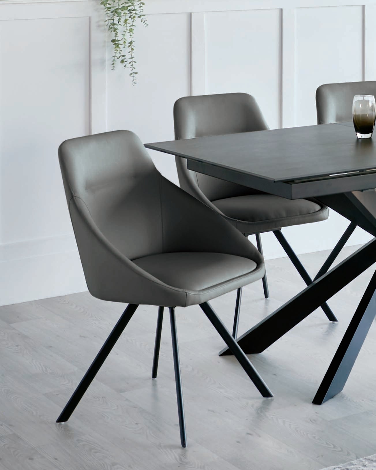 Cleo Dark Grey Faux Leather Swivel Chair