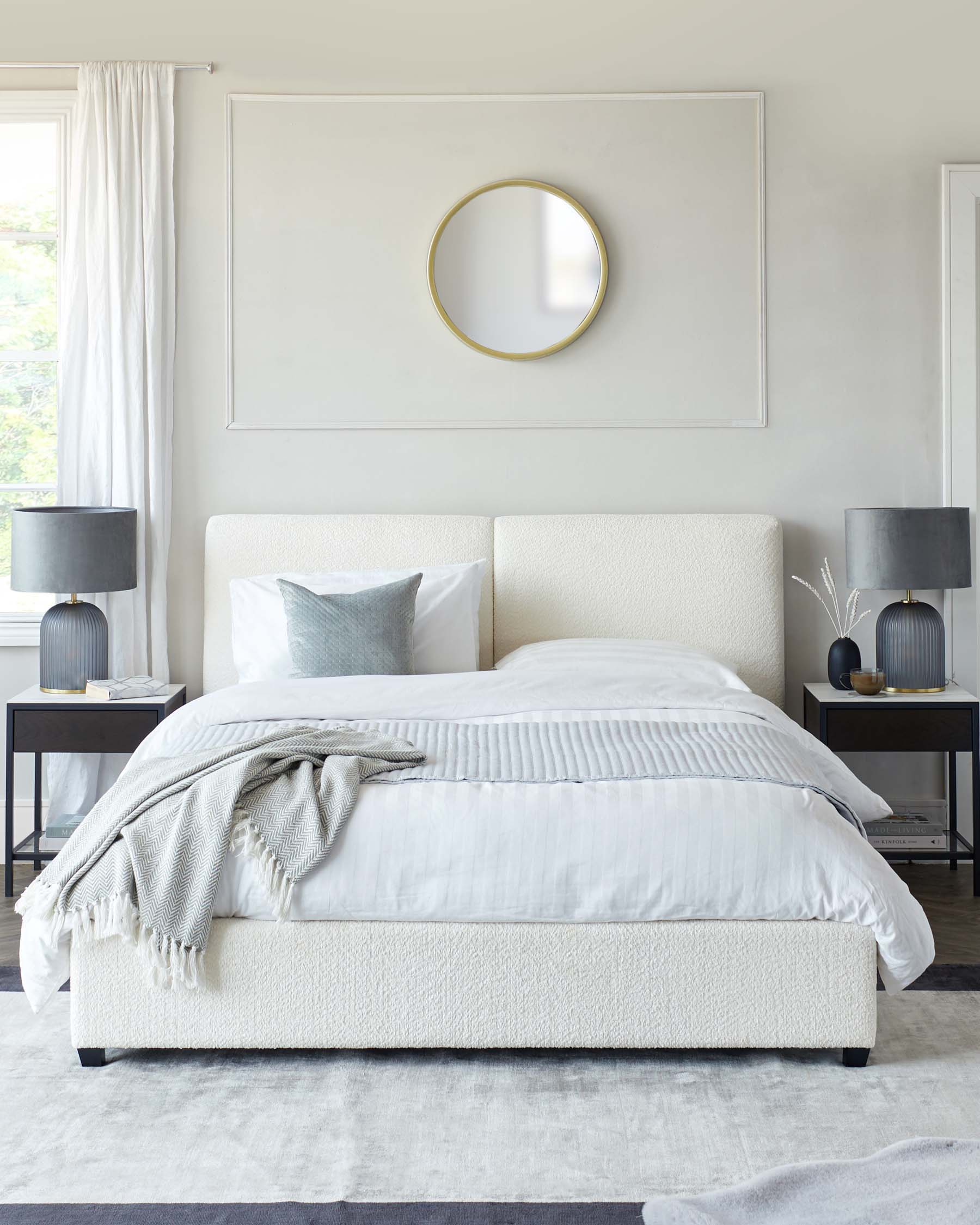 Leona Double Ottoman Bed Ivory Soft Boucle
