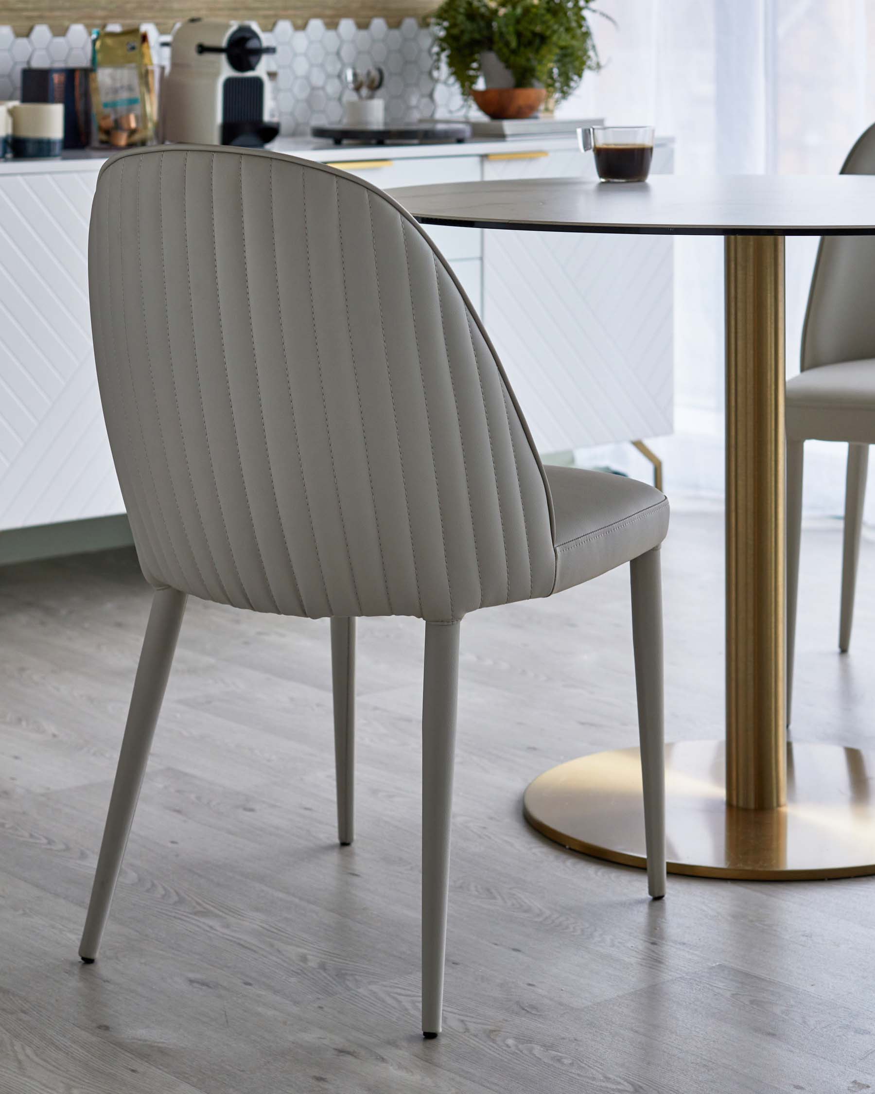 Saylor light grey faux leather dining chair