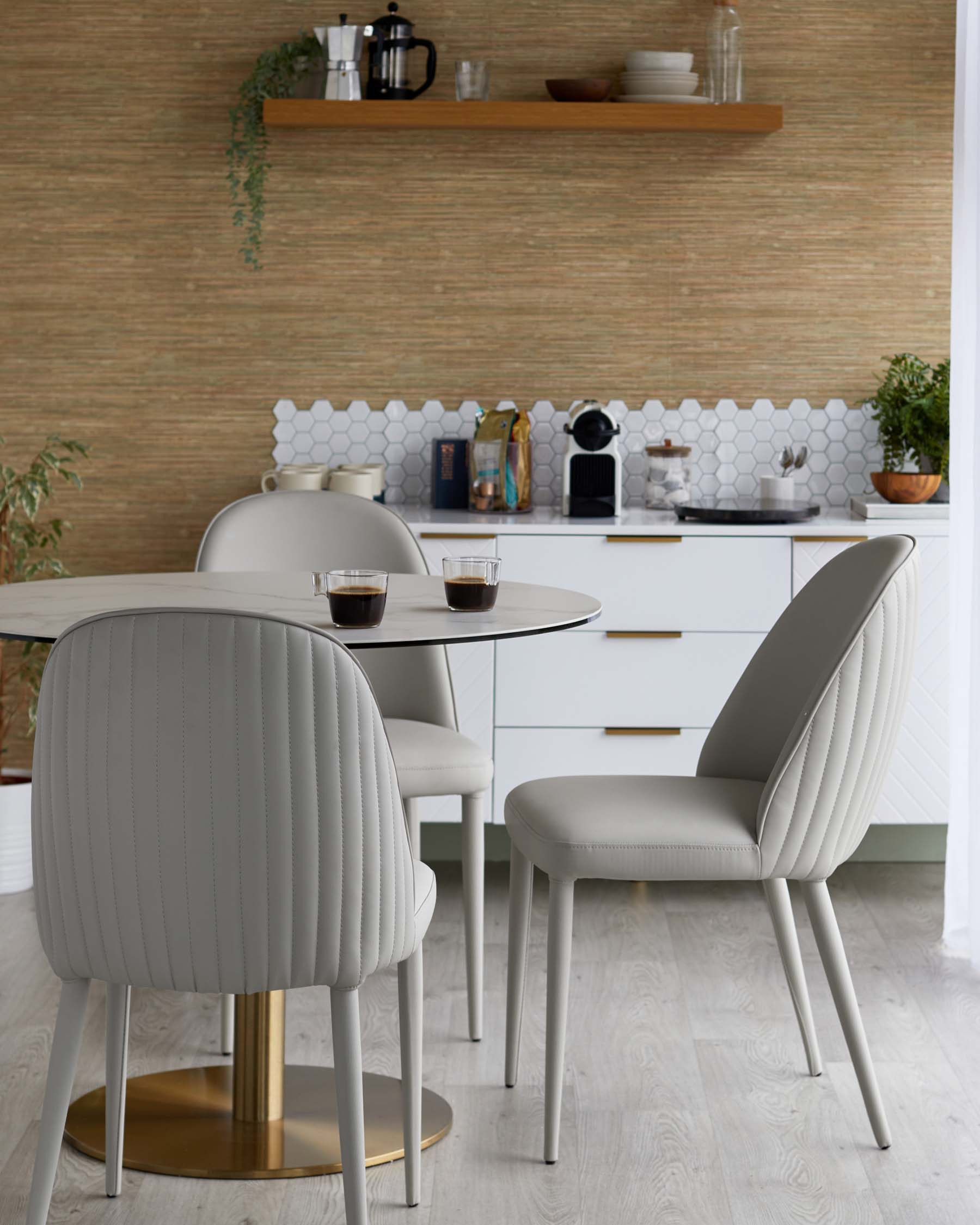 Saylor light grey faux leather dining chair