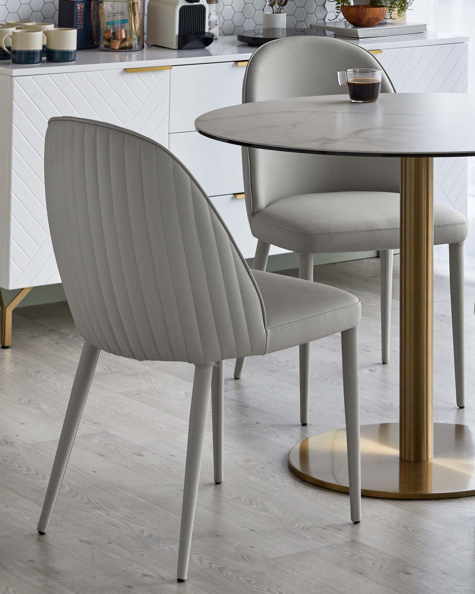 Saylor light grey faux leather dining chair