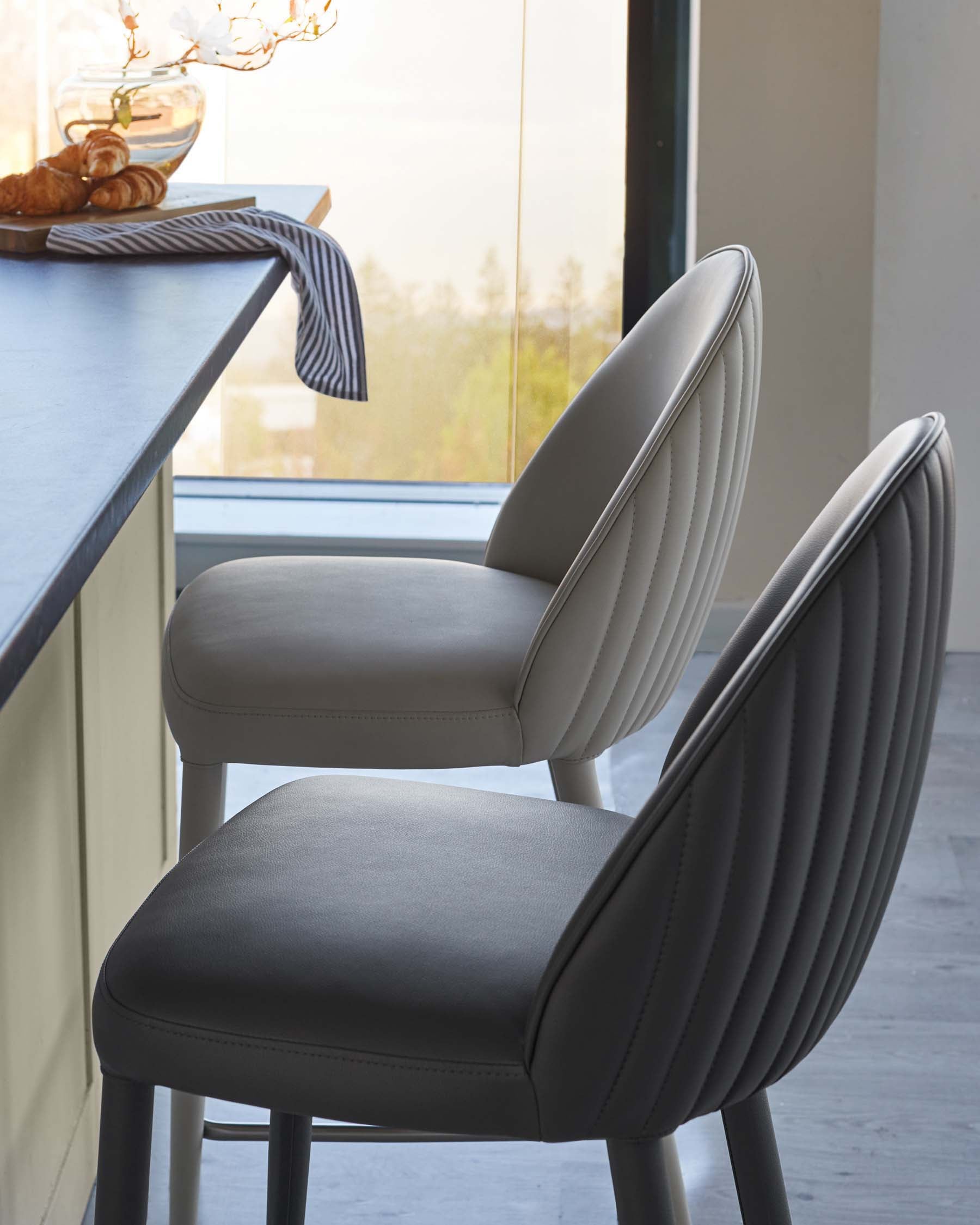Saylor light grey faux leather bar stool