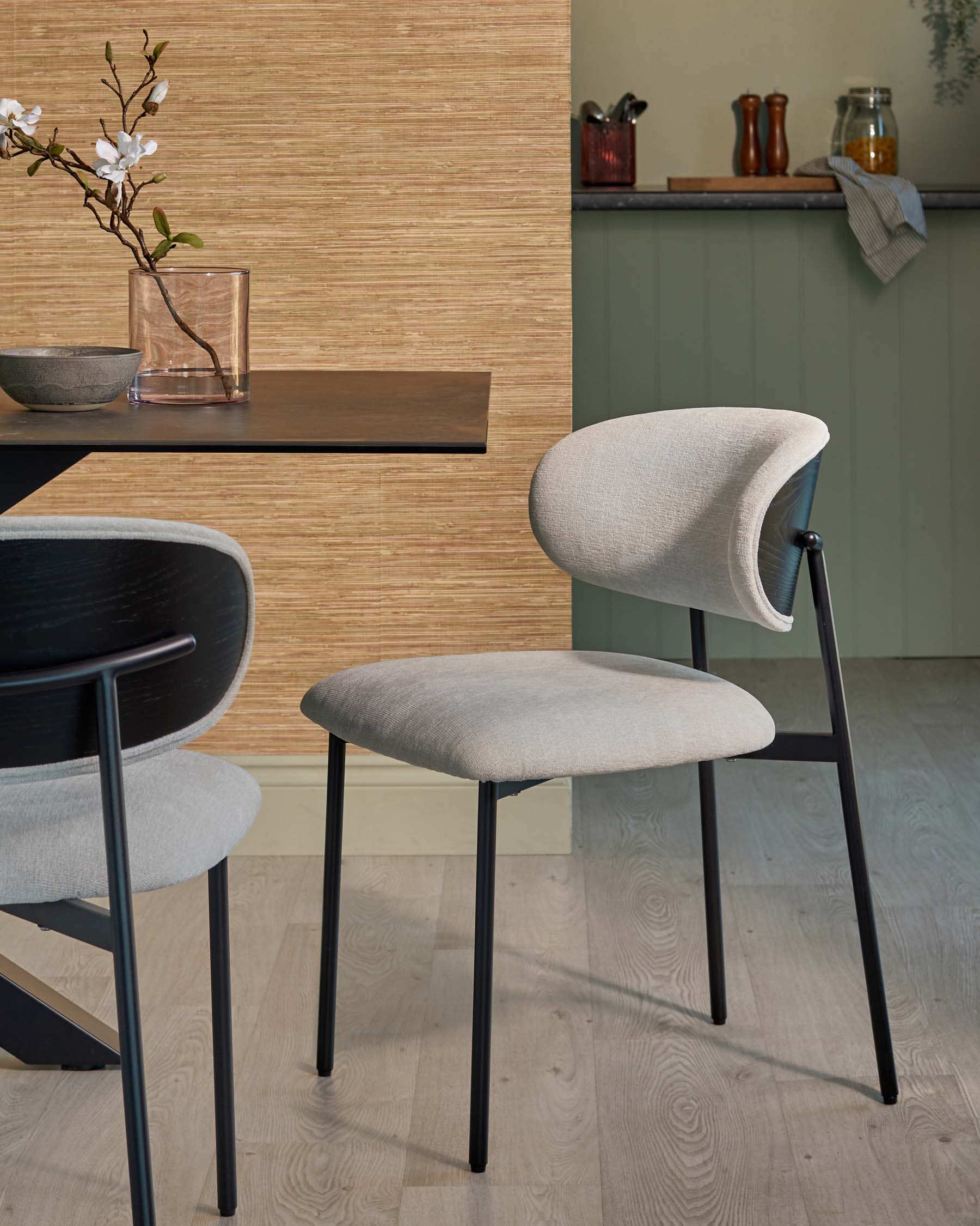 Cree cream chenille dining chair