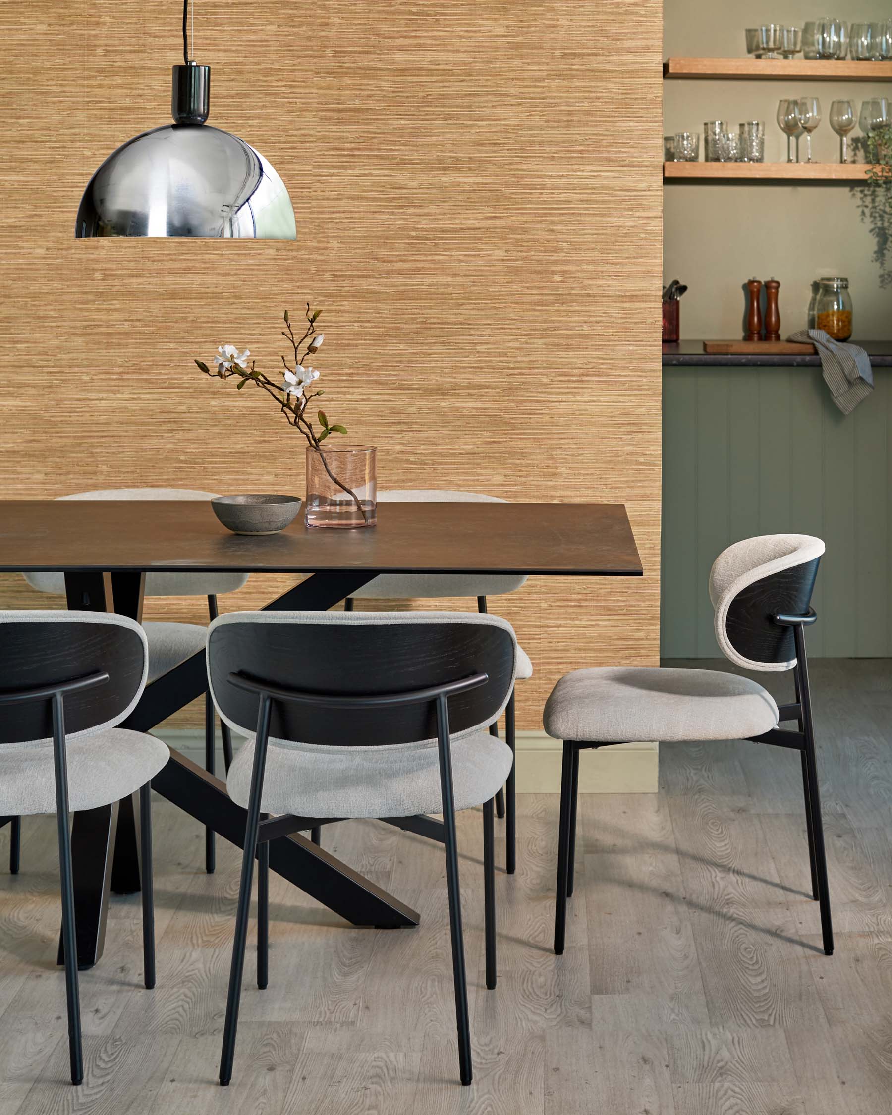 Cree cream chenille dining chair