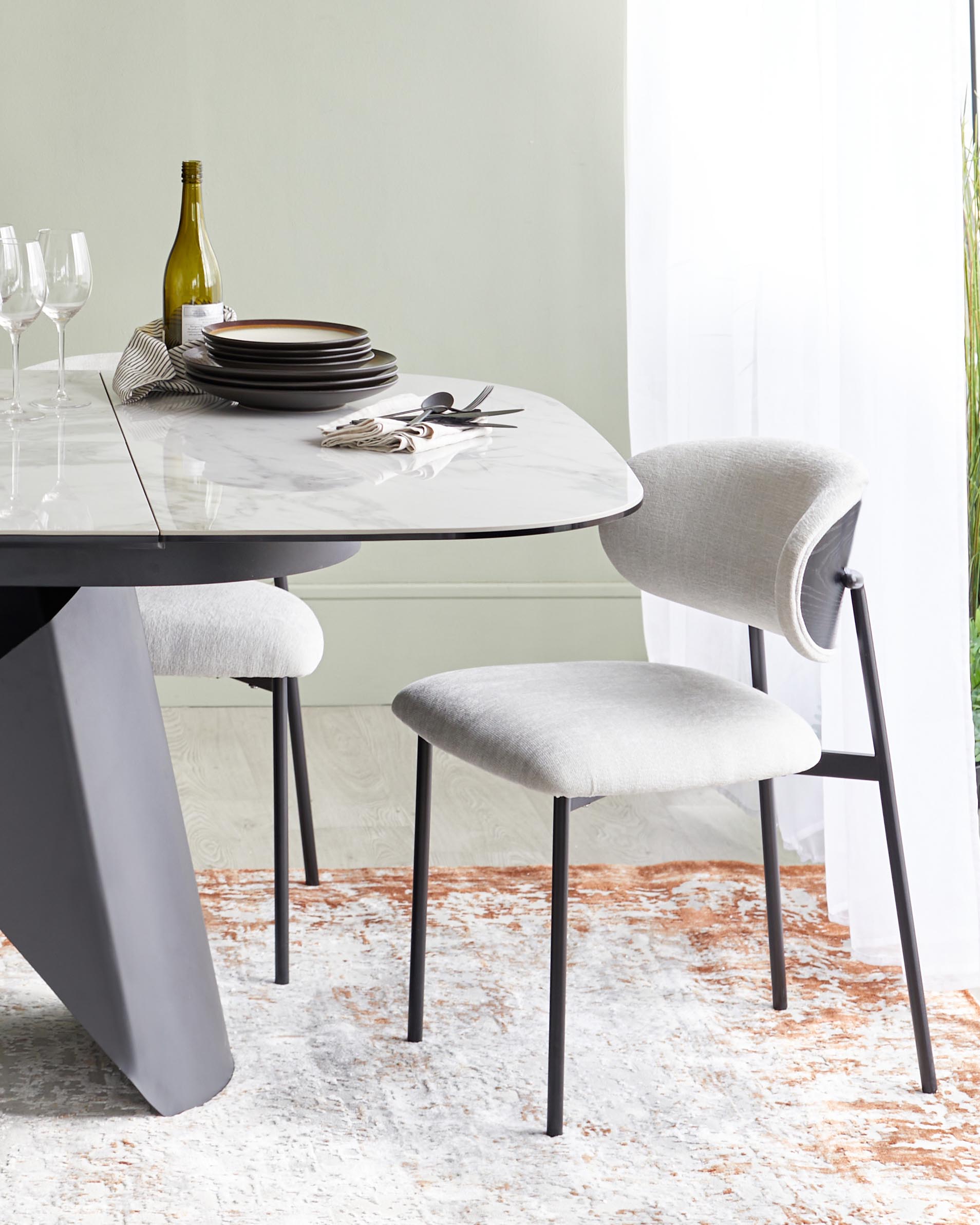 Cree cream chenille dining chair