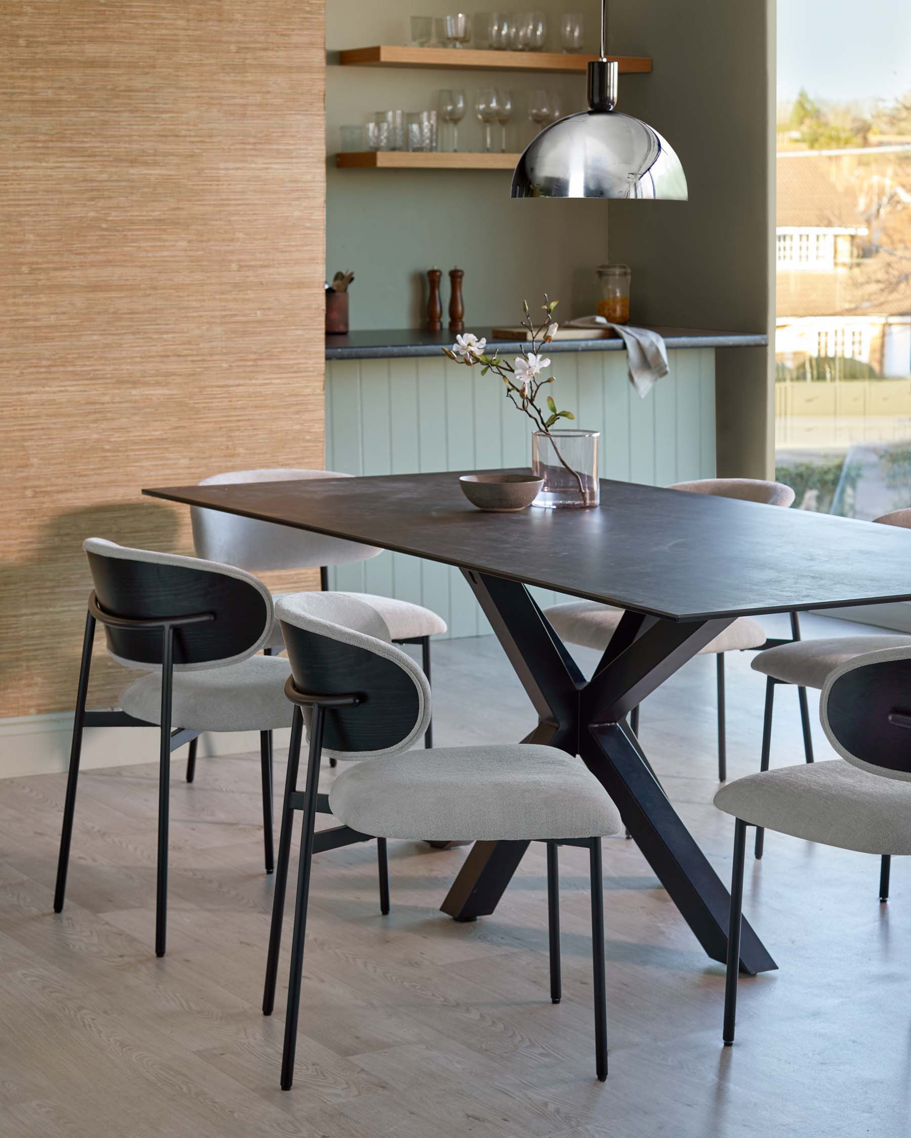 Cree cream chenille dining chair
