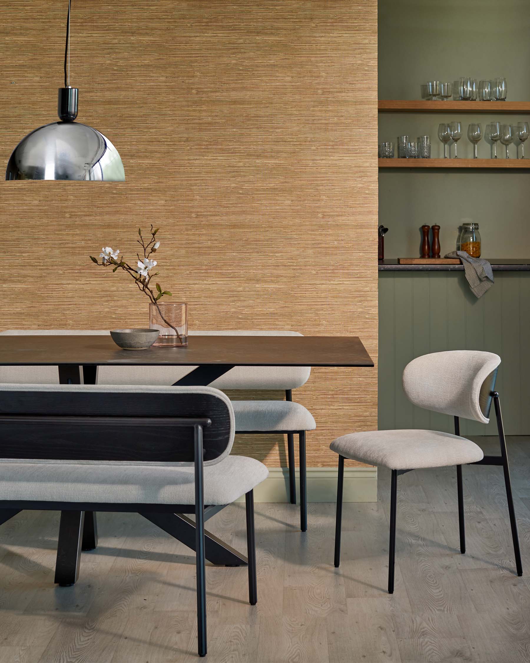 Cree cream chenille dining chair