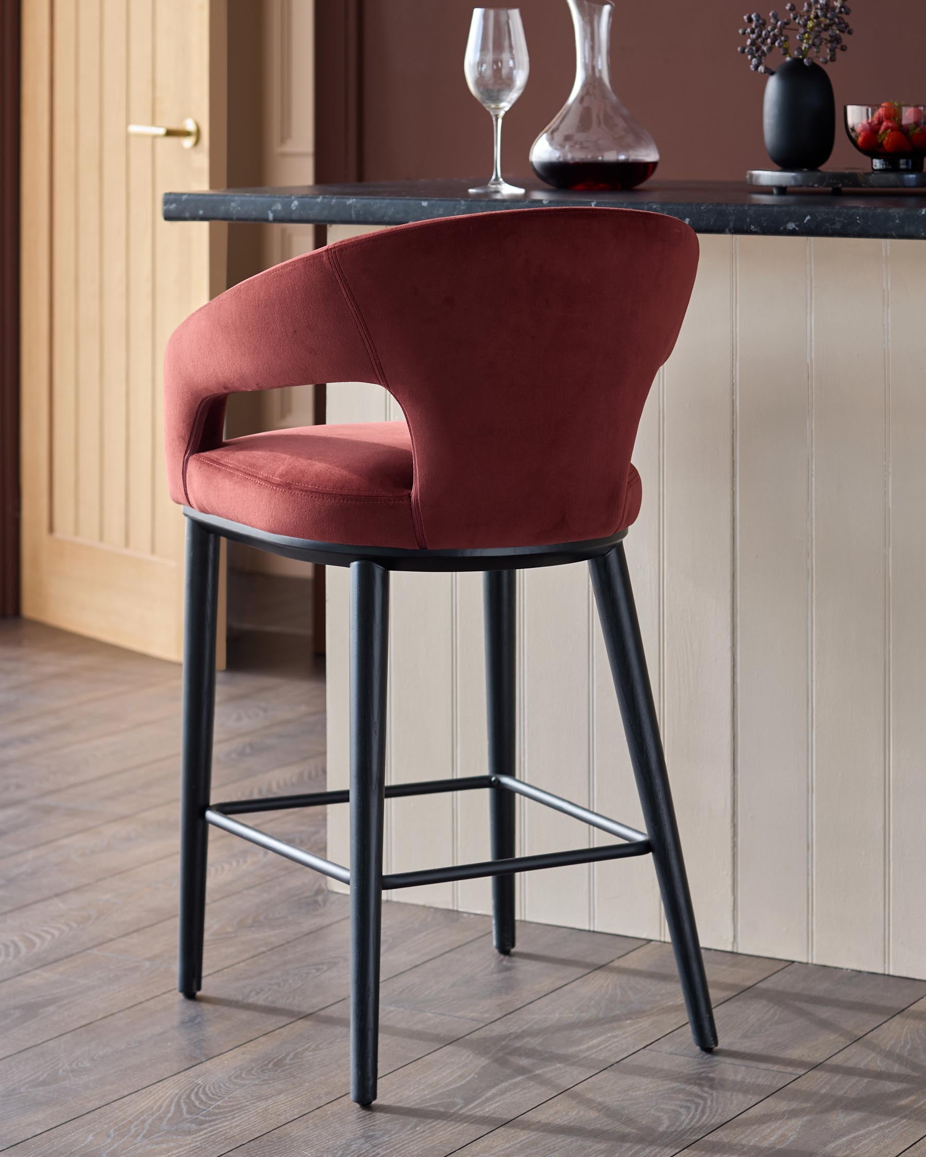 Heath toffee red velvet bar stool