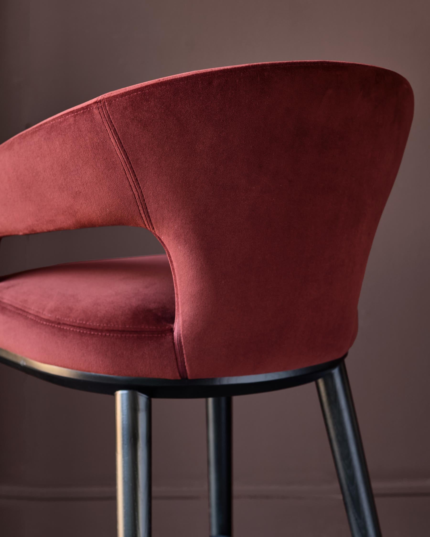 Heath toffee red velvet bar stool