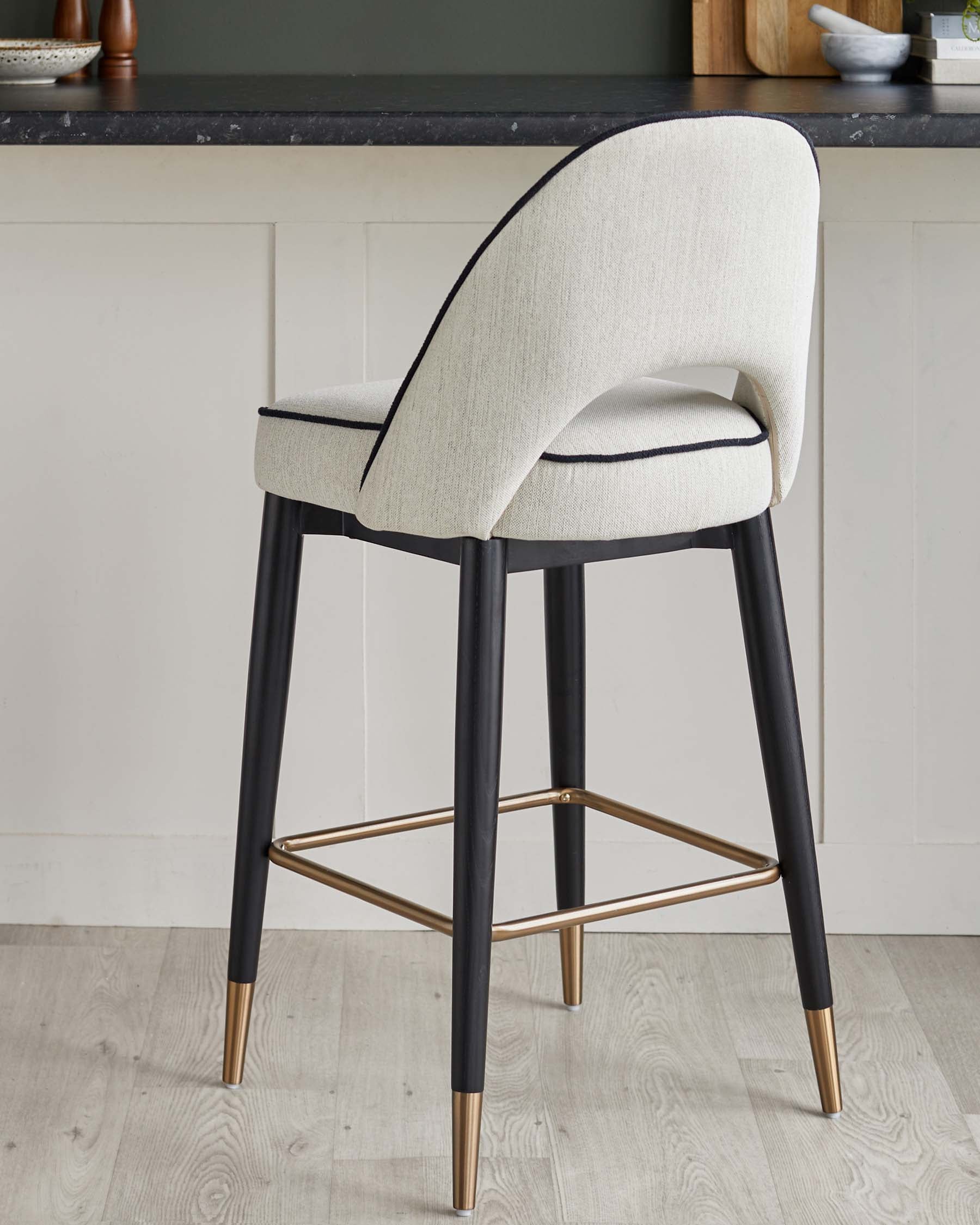 Clover ivory dual tone fabric bar stool with bronze legs - Danetti