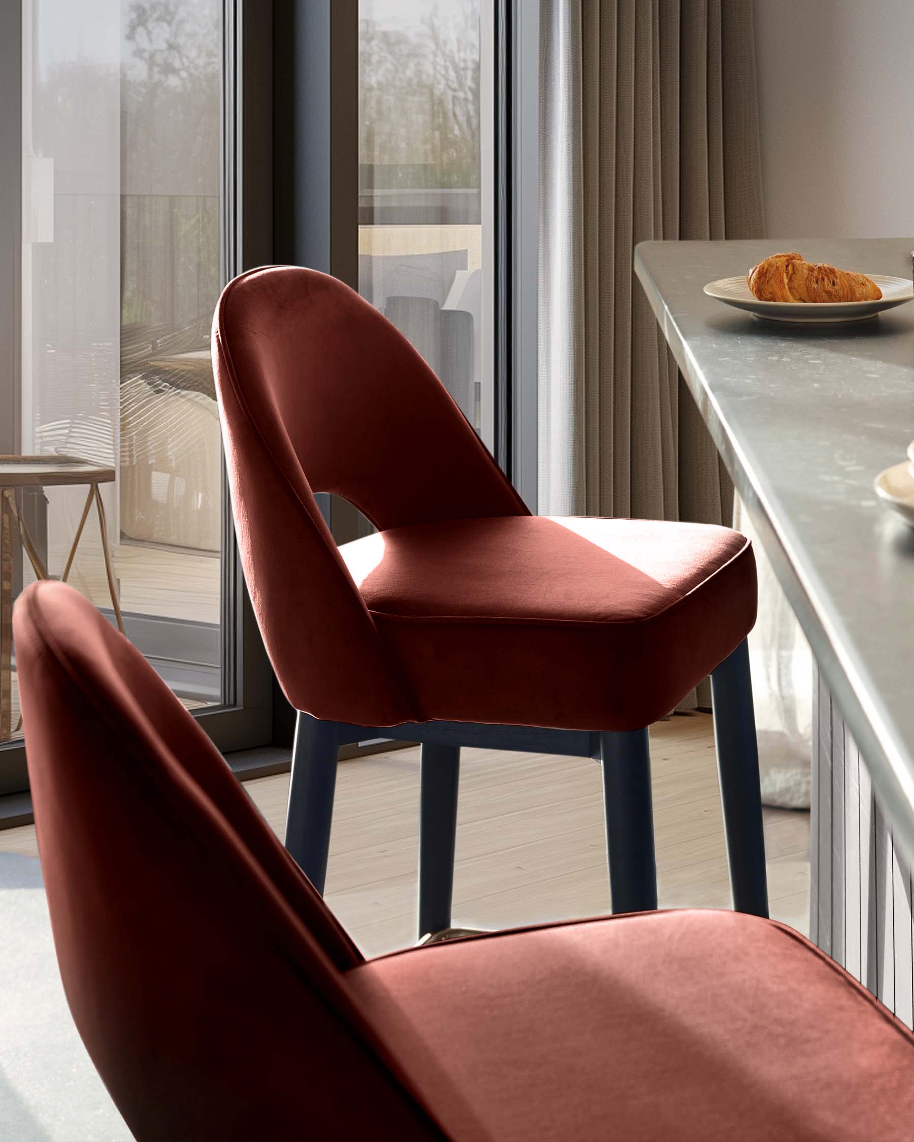 Clover toffee red velvet bar stool